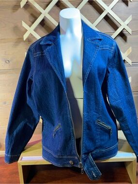 Goddess Dark Blue Denim Jacket with Zip Pockets